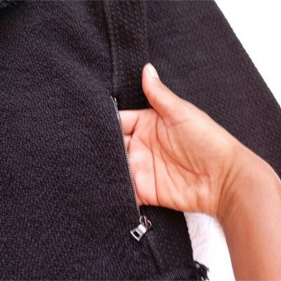 Nic+Zoe Jacket Black Textured Open Front Fringe Trim & Snap Cuff Detail Size XS - Picture 11 of 15
